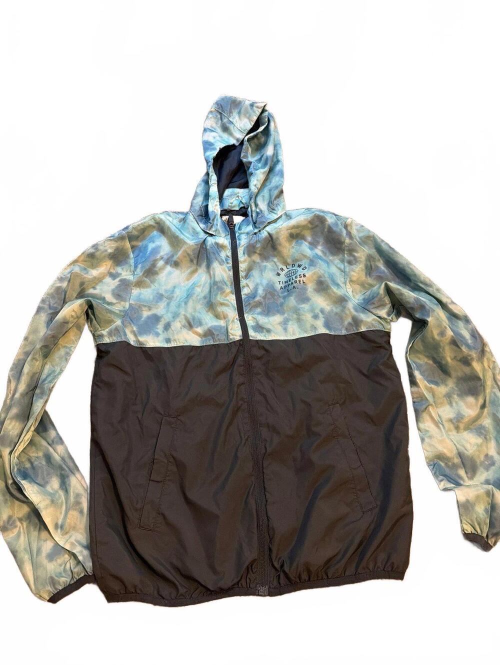 H&M Boys Blue Tie-Dye Hooded Windbreaker Jacket Size US 20 (XXL)